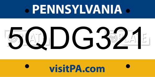 5QDG321 Pennsylvania License Plate