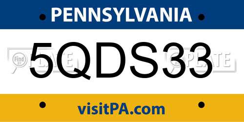 5QDS33 Pennsylvania License Plate