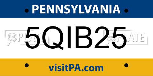 5QIB25 Pennsylvania License Plate