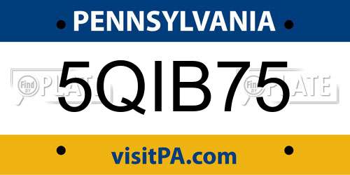 5QIB75 Pennsylvania License Plate