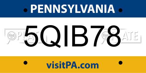 5QIB78 Pennsylvania License Plate