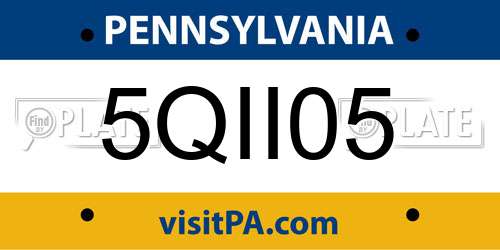 5QII05 Pennsylvania License Plate