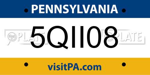 5QII08 Pennsylvania License Plate