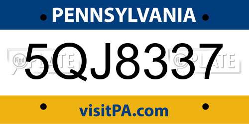 5QJ8337 Pennsylvania License Plate
