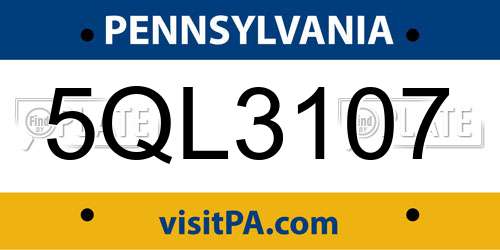 5QL3107 Pennsylvania License Plate
