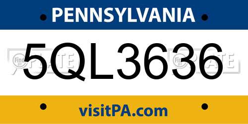 5QL3636 Pennsylvania License Plate