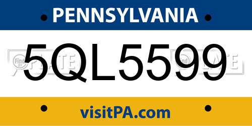 5QL5599 Pennsylvania License Plate