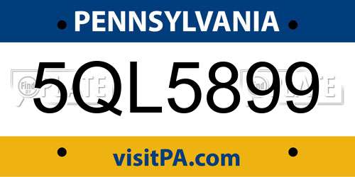 5QL5899 Pennsylvania License Plate