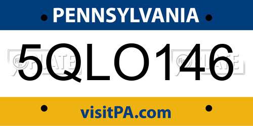 5QLO146 Pennsylvania License Plate