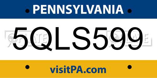 5QLS599 Pennsylvania License Plate