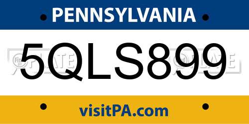 5QLS899 Pennsylvania License Plate