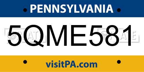 5QME581 Pennsylvania License Plate