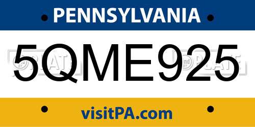5QME925 Pennsylvania License Plate