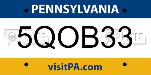 5QOB33 Pennsylvania License Plate