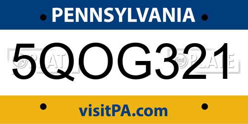5QOG321 Pennsylvania License Plate