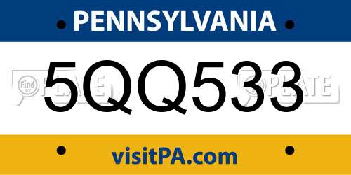 5QQ533 Pennsylvania License Plate