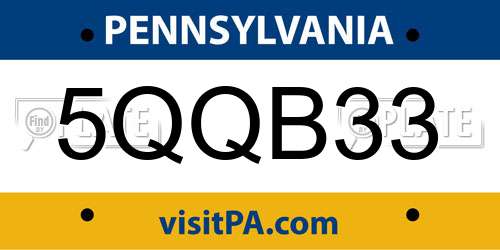 5QQB33 Pennsylvania License Plate