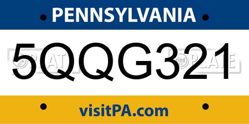 5QQG321 Pennsylvania License Plate