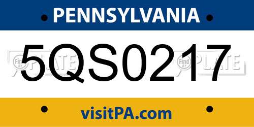 5QS0217 Pennsylvania License Plate