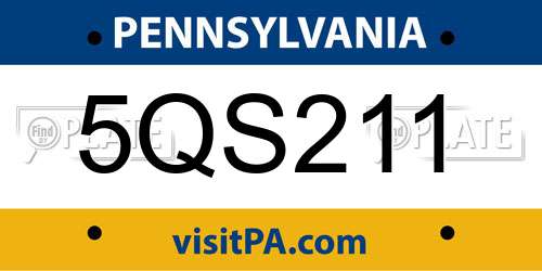 5QS211 Pennsylvania License Plate