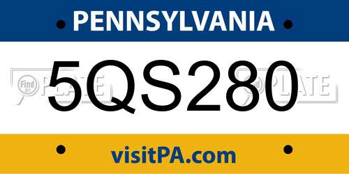 5QS280 Pennsylvania License Plate