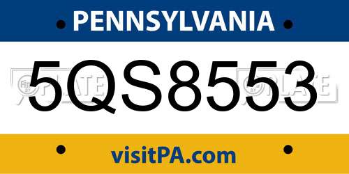 5QS8553 Pennsylvania License Plate