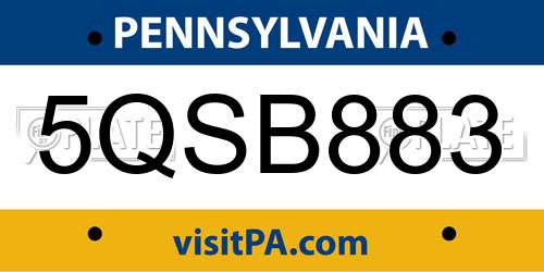 5QSB883 Pennsylvania License Plate