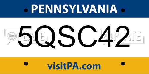 5QSC42 Pennsylvania License Plate