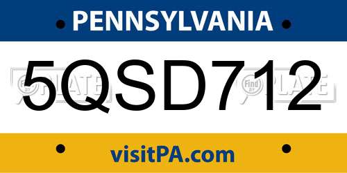 5QSD712 Pennsylvania License Plate