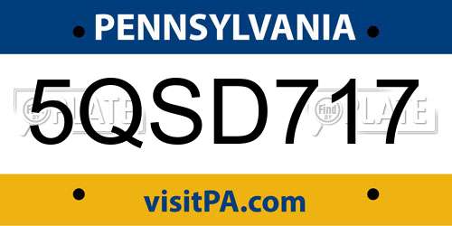 5QSD717 Pennsylvania License Plate