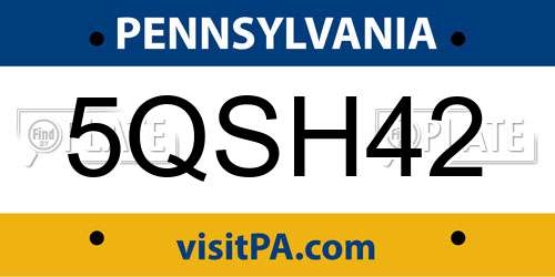 5QSH42 Pennsylvania License Plate