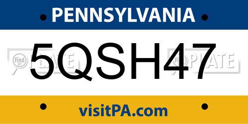 5QSH47 Pennsylvania License Plate
