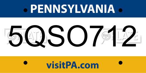 5QSO712 Pennsylvania License Plate
