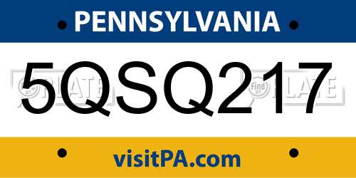5QSQ217 Pennsylvania License Plate