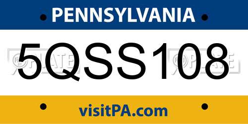5QSS108 Pennsylvania License Plate