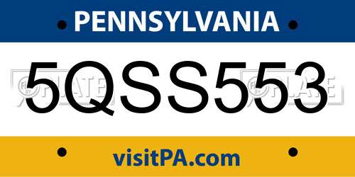 5QSS553 Pennsylvania License Plate