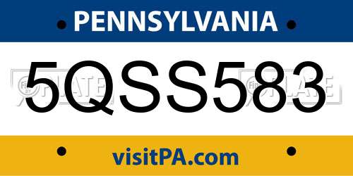 5QSS583 Pennsylvania License Plate