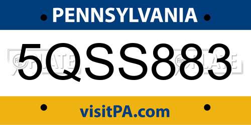 5QSS883 Pennsylvania License Plate