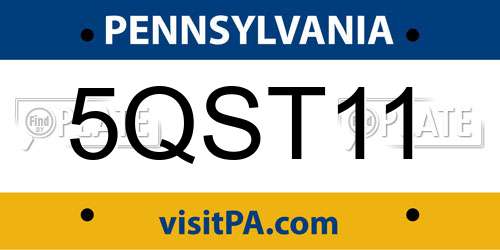 5QST11 Pennsylvania License Plate