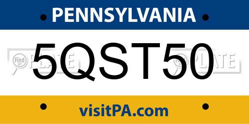5QST50 Pennsylvania License Plate