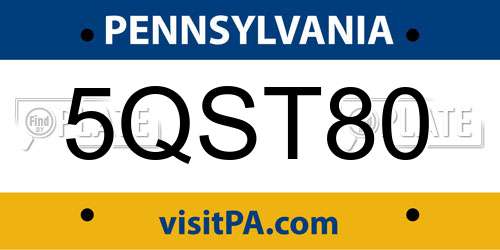 5QST80 Pennsylvania License Plate