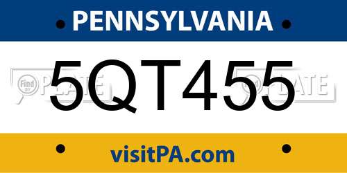 5QT455 Pennsylvania License Plate