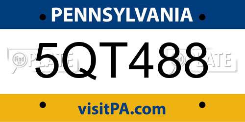 5QT488 Pennsylvania License Plate