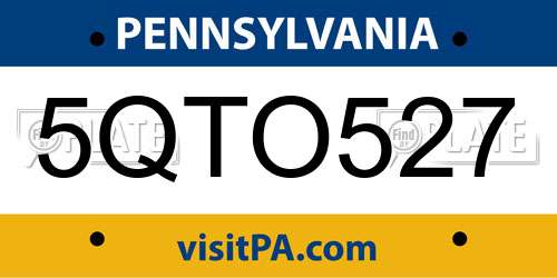 5QTO527 Pennsylvania License Plate