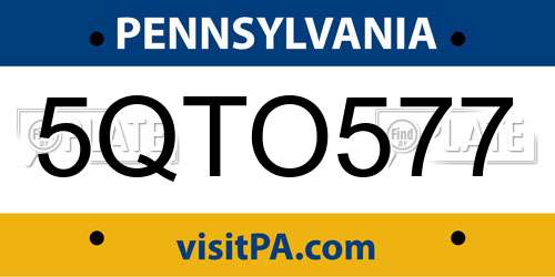 5QTO577 Pennsylvania License Plate