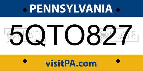 5QTO827 Pennsylvania License Plate