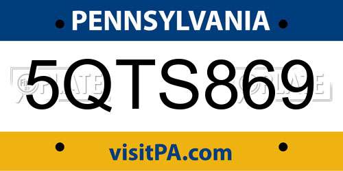 5QTS869 Pennsylvania License Plate
