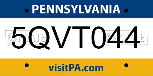 5QVT044 Pennsylvania License Plate