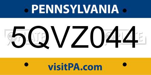 5QVZ044 Pennsylvania License Plate