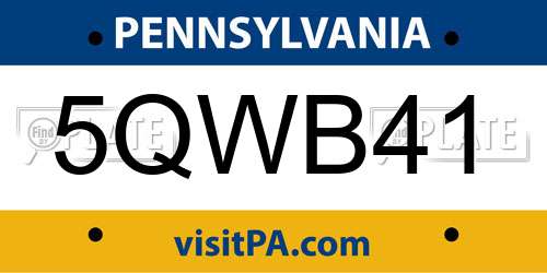 5QWB41 Pennsylvania License Plate